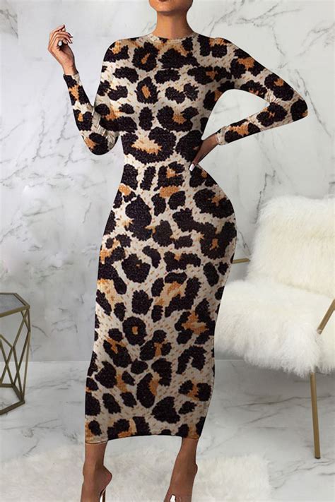 Wholesale Leopard Print Casual Print Bandage Patchwork V Neck A Line