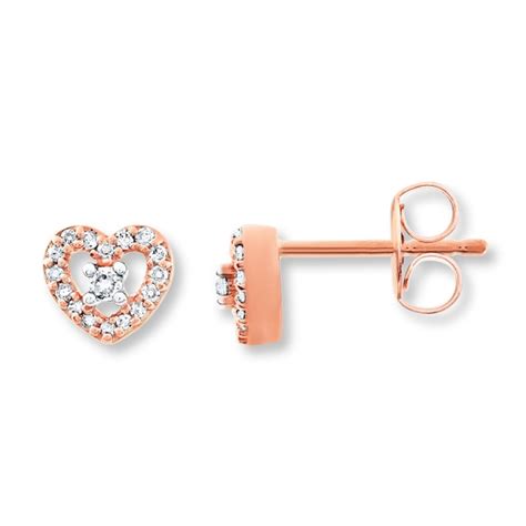 Diamond Heart Earrings 1/10 Carat tw 10K Rose Gold | Kay