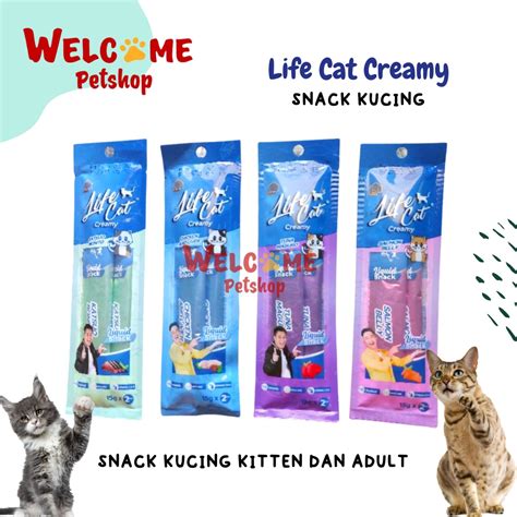 Jual Life Cat Creamy Snack Kucing Makanan Cemilan Kitten Adult Gr