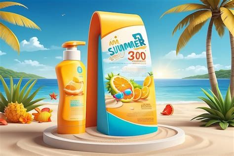 Premium Photo 3d Summer Sunscreen Tube Ad Banner Illustration Of