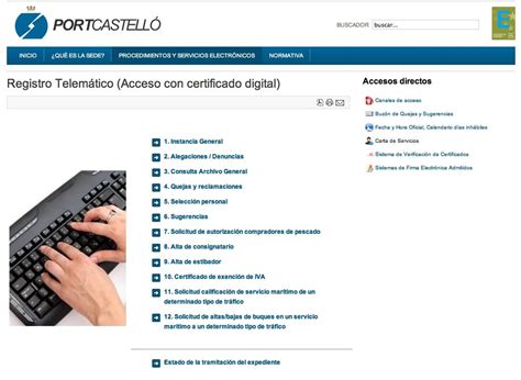 El Puerto De Castell N Introduce Nuevos Formularios Electr Nicos En Su Web