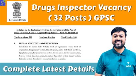 Drugs Inspector Vacancy Posts Complete Details Syllabus Exam