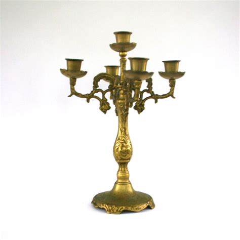 Vintage Brass Candelabra Five 5 Arm Candle Holder Vintage