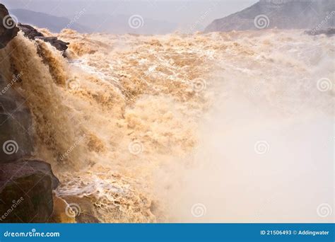 Closeup Landscape of Yellow River Waterfall Stock Image - Image of ...