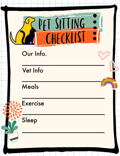 Pet Sitter Instructions Template Pdf Pet Sitter Checklist Instructions