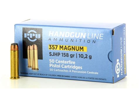 Munitions PPU Calibre 357 Magnum SJHP 158 Grains Avis Carac