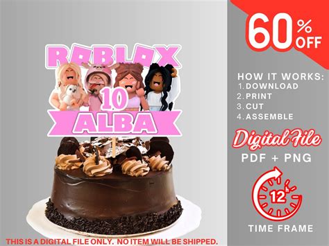 Roblox Roblox Cake Topper Girl Roblox Cake Topper Digital Printable Roblox Birthday Cake