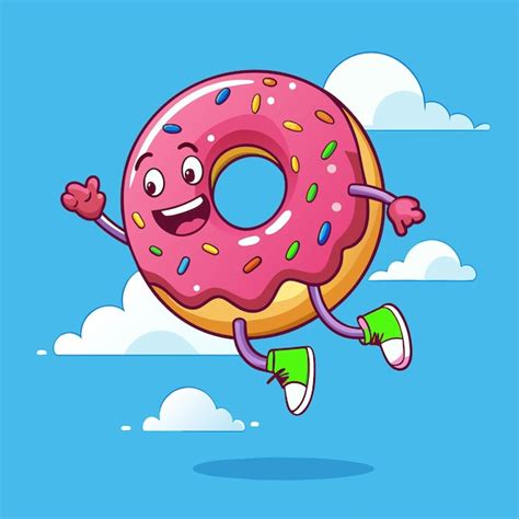 Ilustra O De Cone De Desenho Animado De Donut Voador Derretido