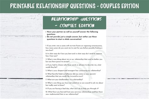 Printable Relationship Questions Couples Edition Etsy