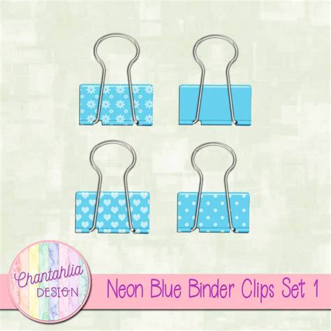 Free Neon Blue Binder Clips Design Elements