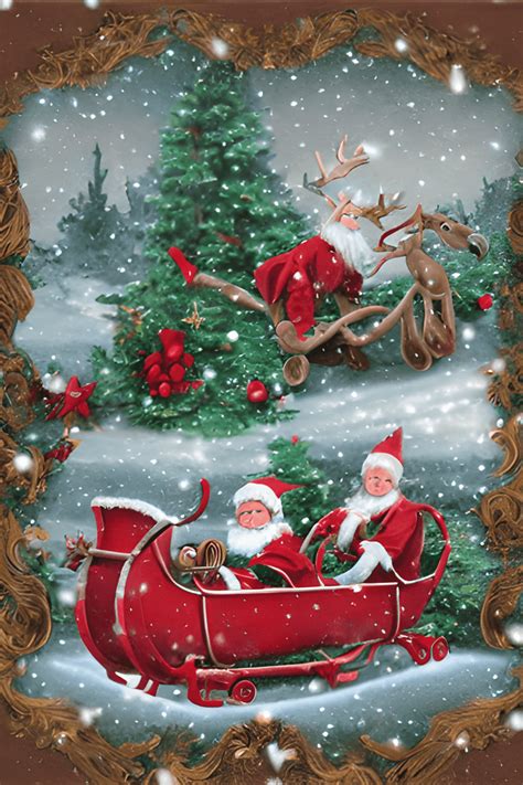 Polishing The Sleigh Elves Polishing Santa S Red Sleigh With A