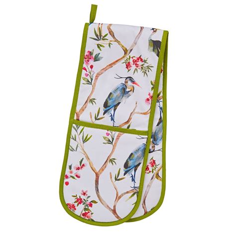 Ulster Weavers Double Oven Glove Oriental Birds 100 Cotton Outer