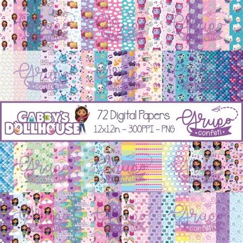 Gabby S Kitten House Digital Papers Seamless Patterns Gabby S