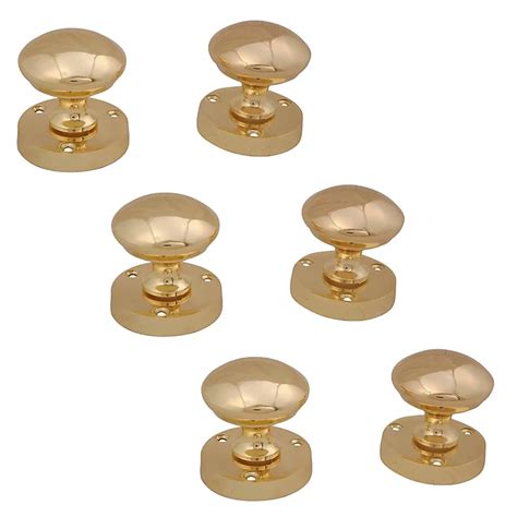 Brass Effect Zamac Round Internal Door Knob Dia54mm Pack Of 3 Diy At Bandq