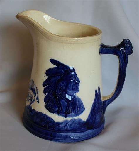 Bargain John S Antiques Old Sleepy Eye Cobalt Blue And White Pitcher