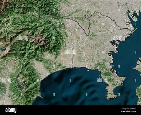 Kanagawa Prefecture Of Japan Low Resolution Satellite Map Stock Photo