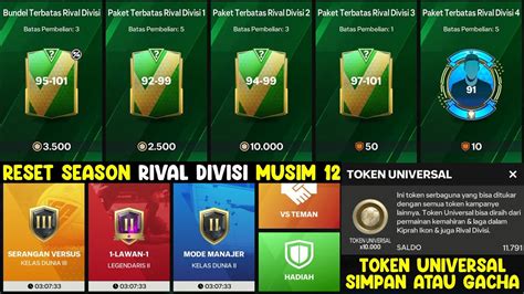 Reset Season Rival Divisi Simpan Token Universal Langsung Gacha Hadiah