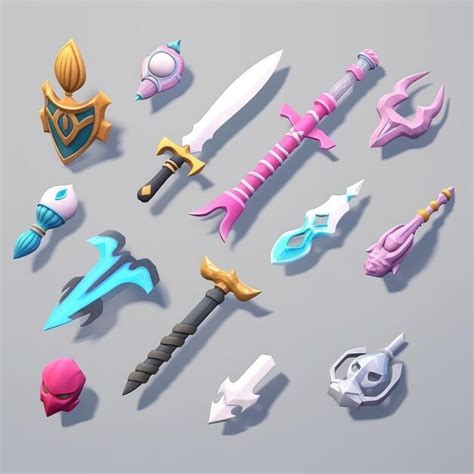 premium photo  collection  cartoon characters including  sword