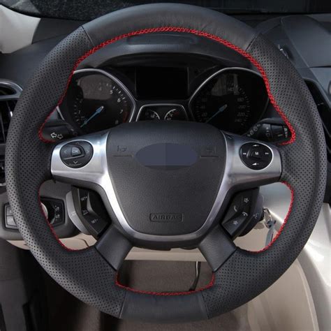 Cheap Black Soft Artificial Leather Diy Car Steering Wheel Cover Ford