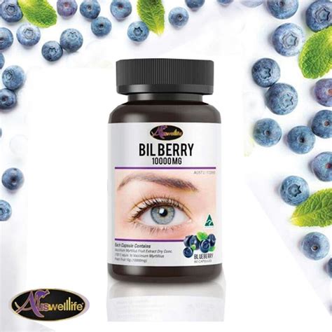 Auswelllife Bilberry 10000mg Supplements For Eyes Vision Health 60 Caps Herb New