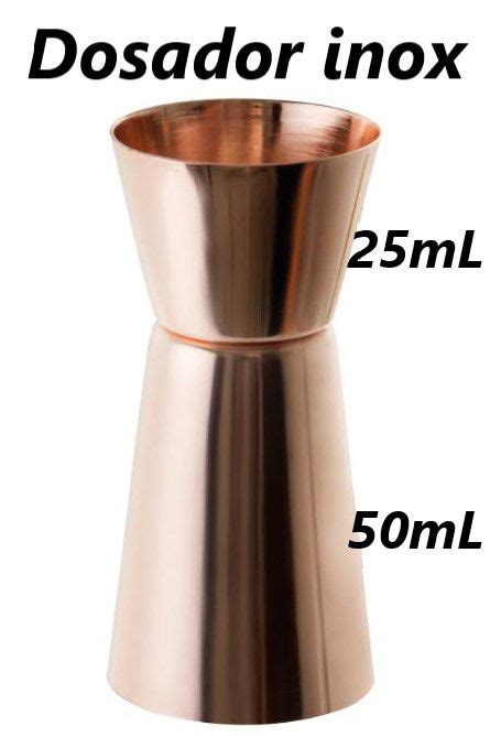 Dosador de bebidas cobre aço inox rose medidor duplo 25 e 50 mL de