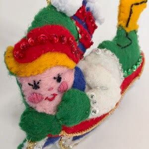 Vintage Finished Bucilla Christmas Ornament Ice Frolics S Kit