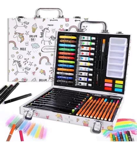 Set Arte Colores Crayones Plumones Acuarelas Estuche Pzs