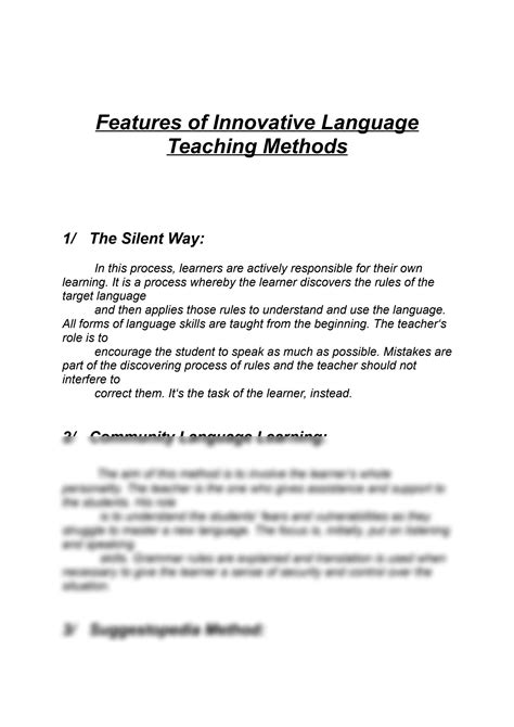 SOLUTION: Innovative language teaching methods - Studypool