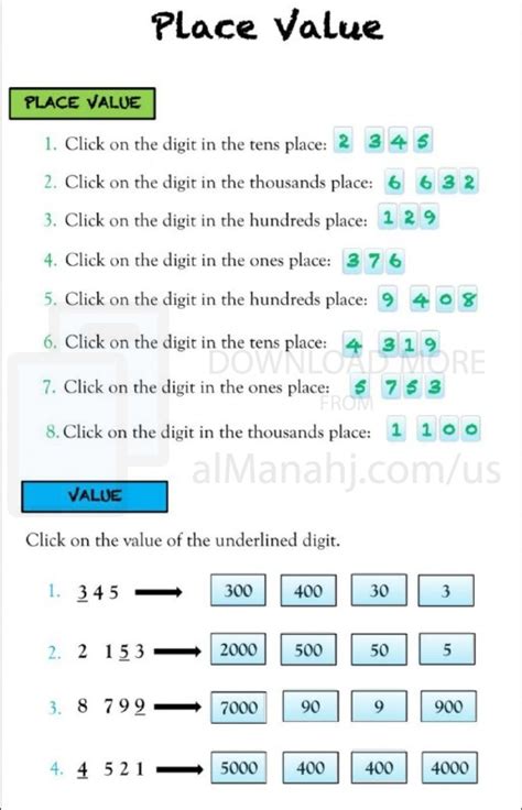 Worksheet About The Value And Place Value With Answers 3rd Worksheets Library