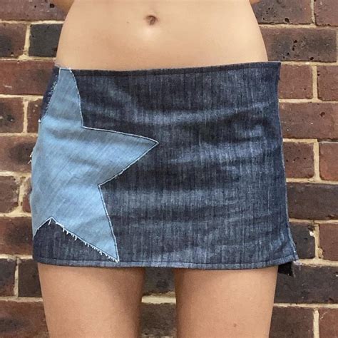 Womens Blue And Navy Skirt Depop