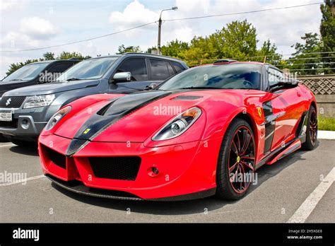 Kiev Ukraine July 30 2011 Ferrari 599 GTB Fiorano Stallone Mansory