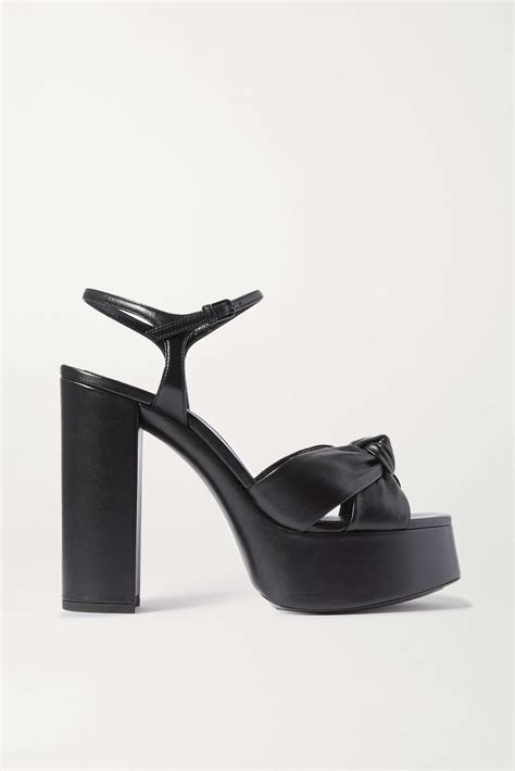 SAINT LAURENT Bianca Knotted Leather Platform Sandals NET A PORTER