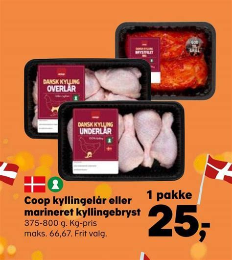 Coop kyllingelår eller marineret kyllingebryst tilbud hos Kvickly