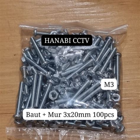 Jual 100 Pcs Baut Mur 3X20mm Baut JP M3 X 20mm Shopee Indonesia