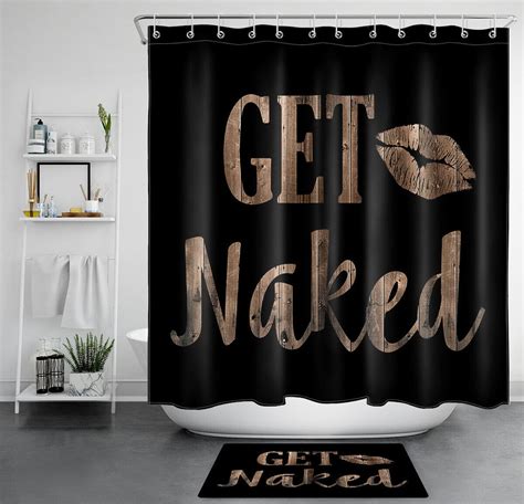 Laugh Out Loud In The Shower Sexy Lips And Funny Words On Black Waterproof Curtain