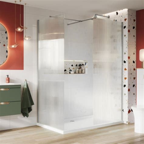 Scudo S8 8mm Fluted Glass 1000mm Wetroom Panel With Chrome Profile S8