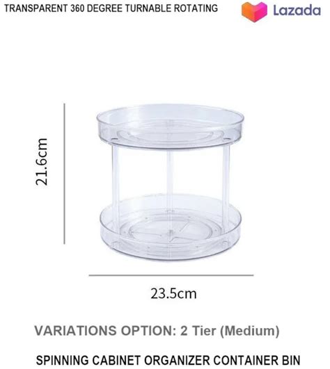 Transparent Degree Turnable Rotating Spinning Cabinet Organizer