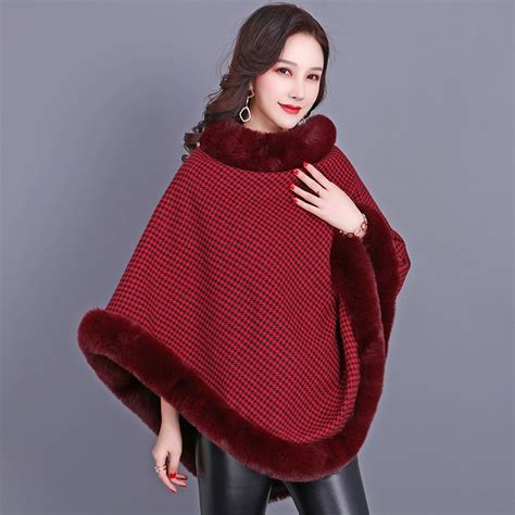 Fur Collar Cloak Fast Delivery Women S Winter Coats Large Size Shawl