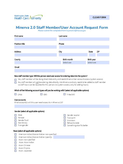 Fillable Online Minerva 2 0 Staff Member User Account Request Form Fax