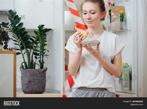 Woman Eating Slice Image And Photo Free Trial Bigstock