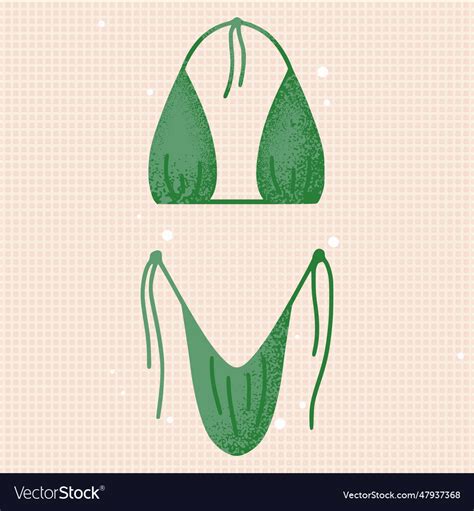 Green Bikini Separated Swimwear Swimsuit Vector Image