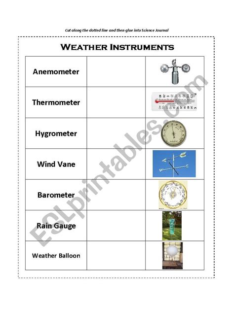 Weather Instruments ESL Worksheet By Krh1128