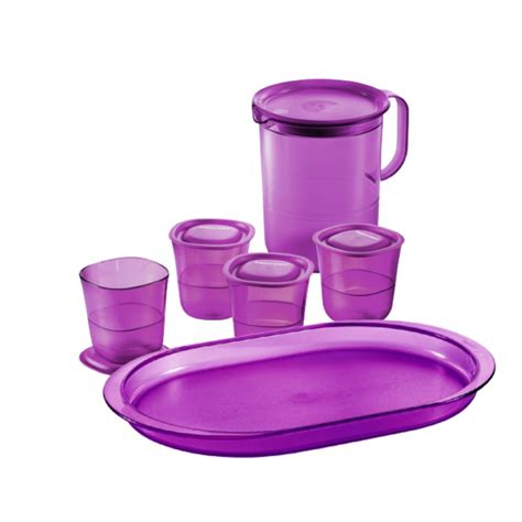 Tupperware Purple Royale Crystalline Drinking Set Serving Tray