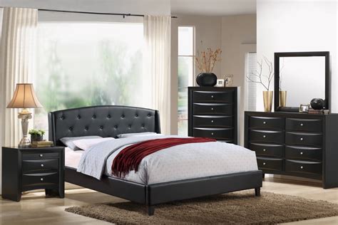 Contemporary Decor 4pc Set Black Bedroom Furniture Classic Eastern King ...