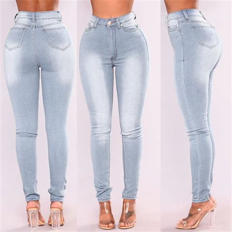 Buy Women Skinny Denim Jeans High Waist Stretch Slim Pencil Trousers