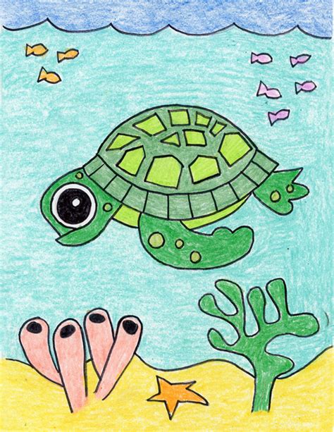 Draw an Easy Sea Turtle · Art Projects for Kids