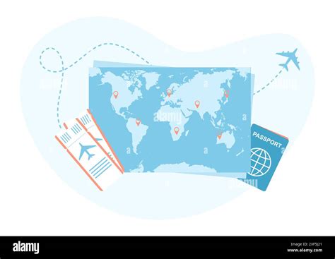 Paper World Map With Passport And Plane Tickets Travel Route Planning