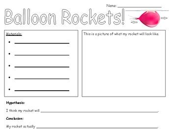 Balloon Rocket Experiment by Heather Anderson | Teachers Pay Teachers