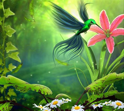 Nature Pink Cute Beautiful Green Nectar Painting Lovely Landing