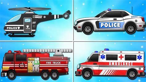 Fire Truck Police Car Emergency Vehicles And Ambulance Garage Car For